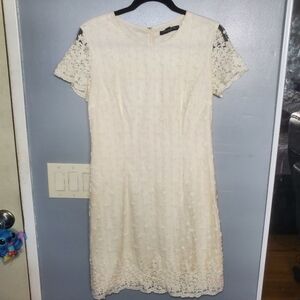 sharagano floral texture knit lace dress. size 6